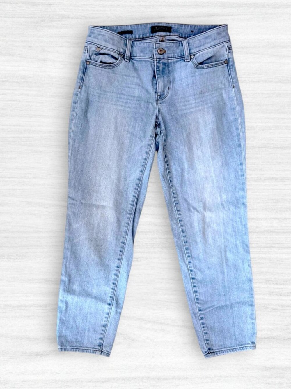 Talbots Flawless Five-Pocket Boyfriend Jeans Petite Size 4P Light Wash Preppy
